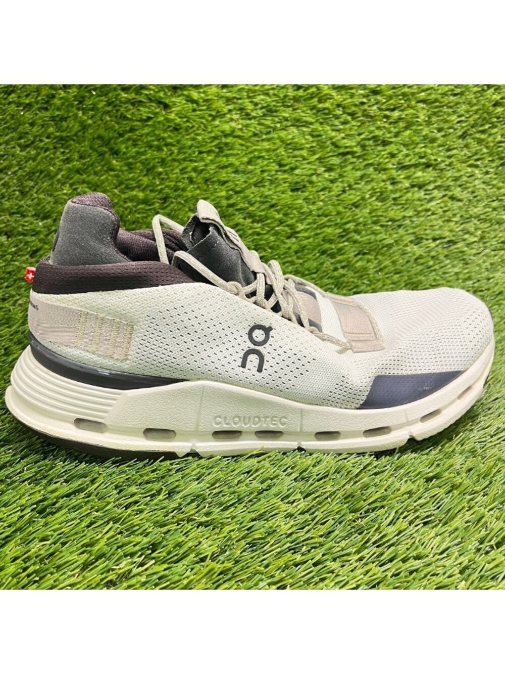 On Cloudnova Womens Size 9.5 White Sand Athletic Running Walking Shoes Sneakers